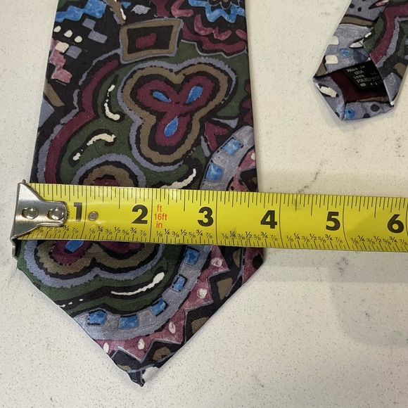 Blair Tie Abstract Print/Made in USA Rich COLORS Green,Purple,Gray, Blues. - Picture 3 of 5
